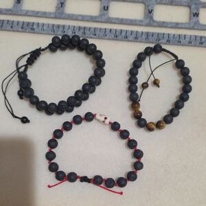 Black Lava Beaded Bracelet Set